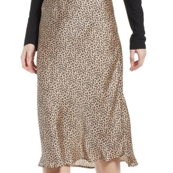 Leith Leopard Midi Satin Skirt Sz Large - Picture 5 of 11